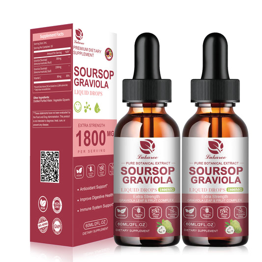 (2 Pack) Soursop Graviola Liquid Drops 1800mg, Soursop Leaf and Fruit Complex for Cell Support & Regeneration, Immune Boost, Relax, Zzz & Antioxidant - Soursop Bitters Liquid, 2 Month Supply, 2 Fl Oz