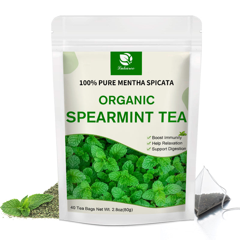 LUKAREE Organic Spearmint Tea For Hormones Cognition Gut Health Immune System Support Relieve Stomach Pain And Indigestion