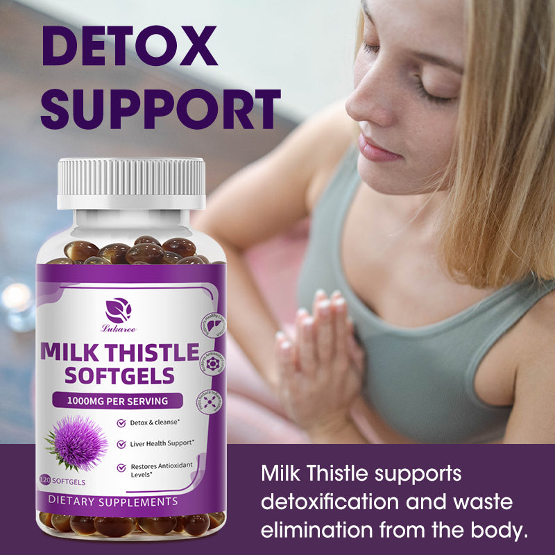 Milk Thistle Silymarin 4:1 Extract 1000mg for Liver Health Lower blood lipids and protect cardiovascular glutathione