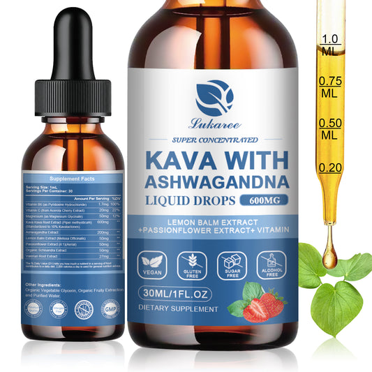 (2 Pack) Kava Kava Root Extract Liquid Drop Supplement - Calming High Concentration Kava w/ Ashwagandha, Valerian Root for Relaxation, Liver, Cognitive Support & Immune System - 2 Months Supply, Alcohol-Free