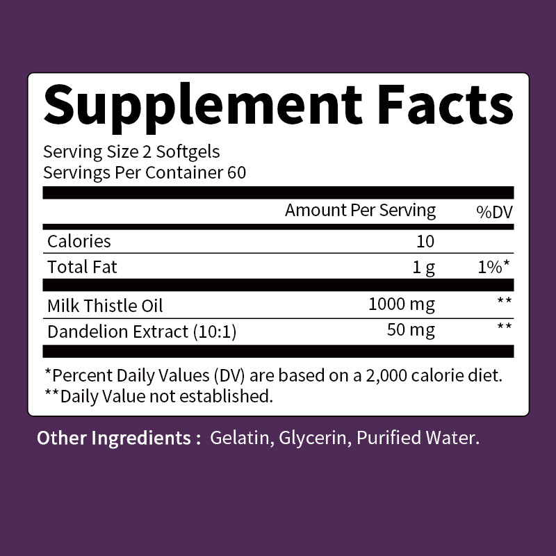 Milk Thistle Silymarin 4:1 Extract 1000mg for Liver Health Lower blood lipids and protect cardiovascular glutathione