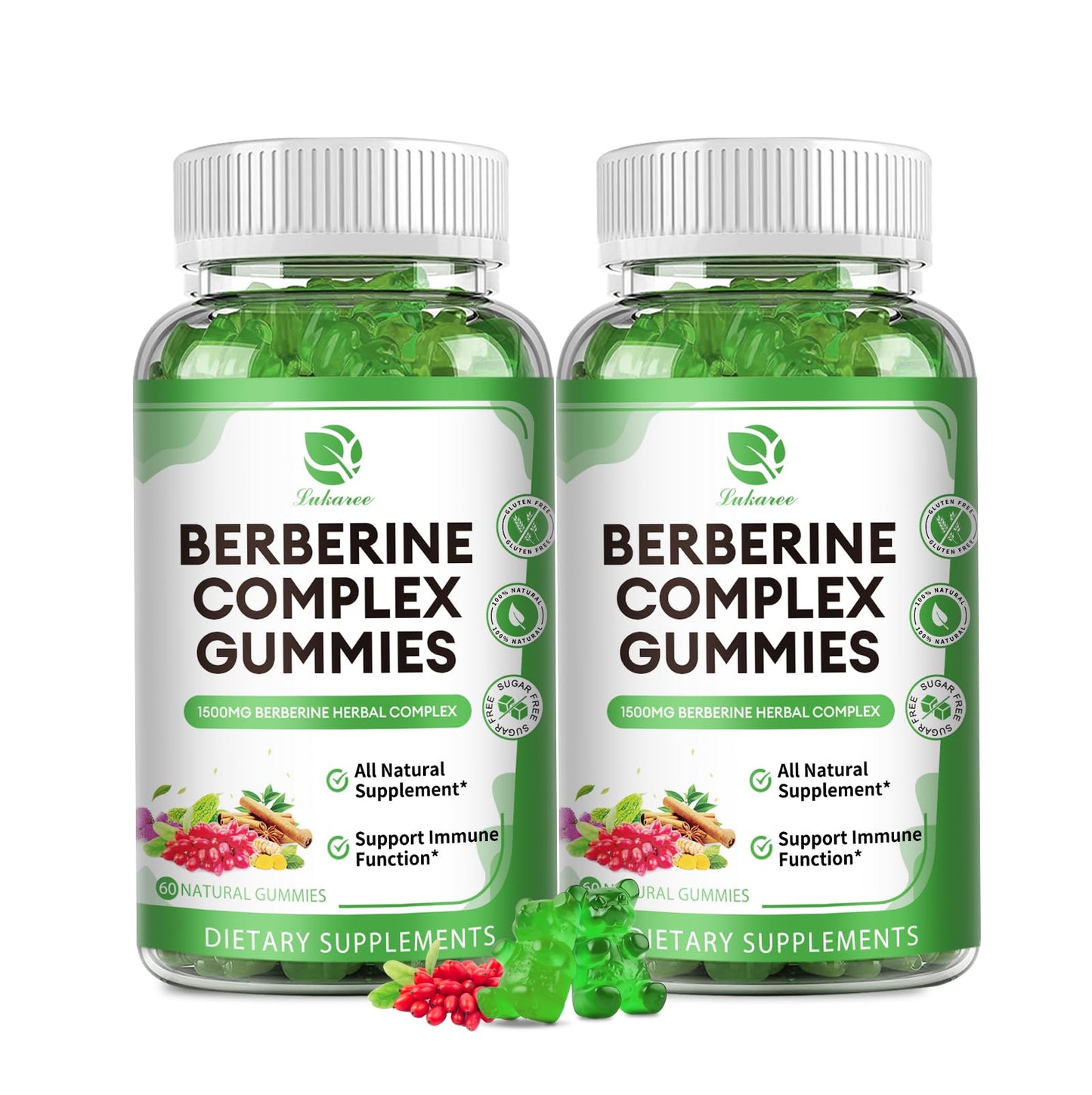 Berberine Complex Gummies- Berberine 1500mg with Ceylon Cinnamon, Turmeric, Milk Thistle Bitter Melon for Overall Immune Health -120 Counts