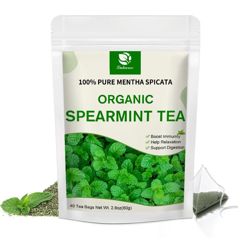 LUKAREE Organic Spearmint Tea For Hormones Cognition Gut Health Immune System Support Relieve Stomach Pain And Indigestion