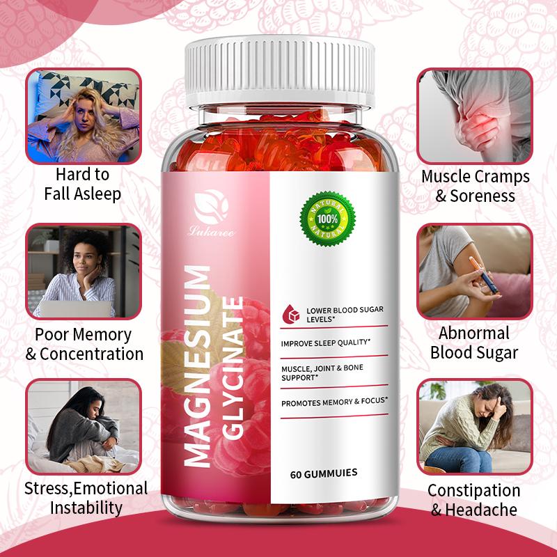 Magnesium Glycinate Advanced Complex Gummies Support Optimal Sleep &Digestive Regularity Promotes Calm & Focus Muscle Relaxation