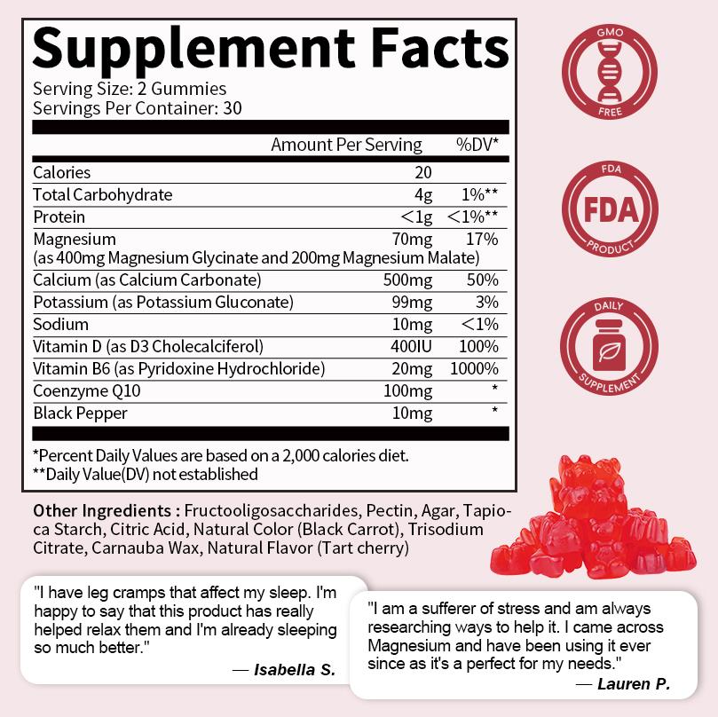 LUKAREE Magnesium Glycinate Gummies With Magnesium Malate Vitamin D3 B6 For Improve Sleep Bone Muscle Support Stress Relief Multiple Flavors Gummies