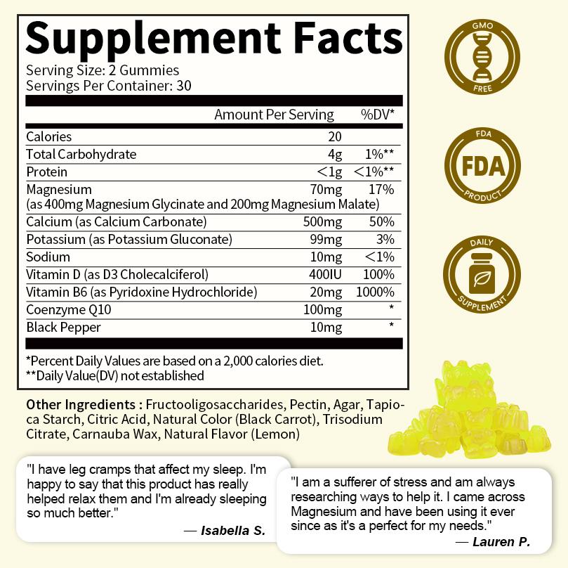 LUKAREE Magnesium Glycinate Gummies With Magnesium Malate Vitamin D3 B6 For Improve Sleep Bone Muscle Support Stress Relief Multiple Flavors Gummies