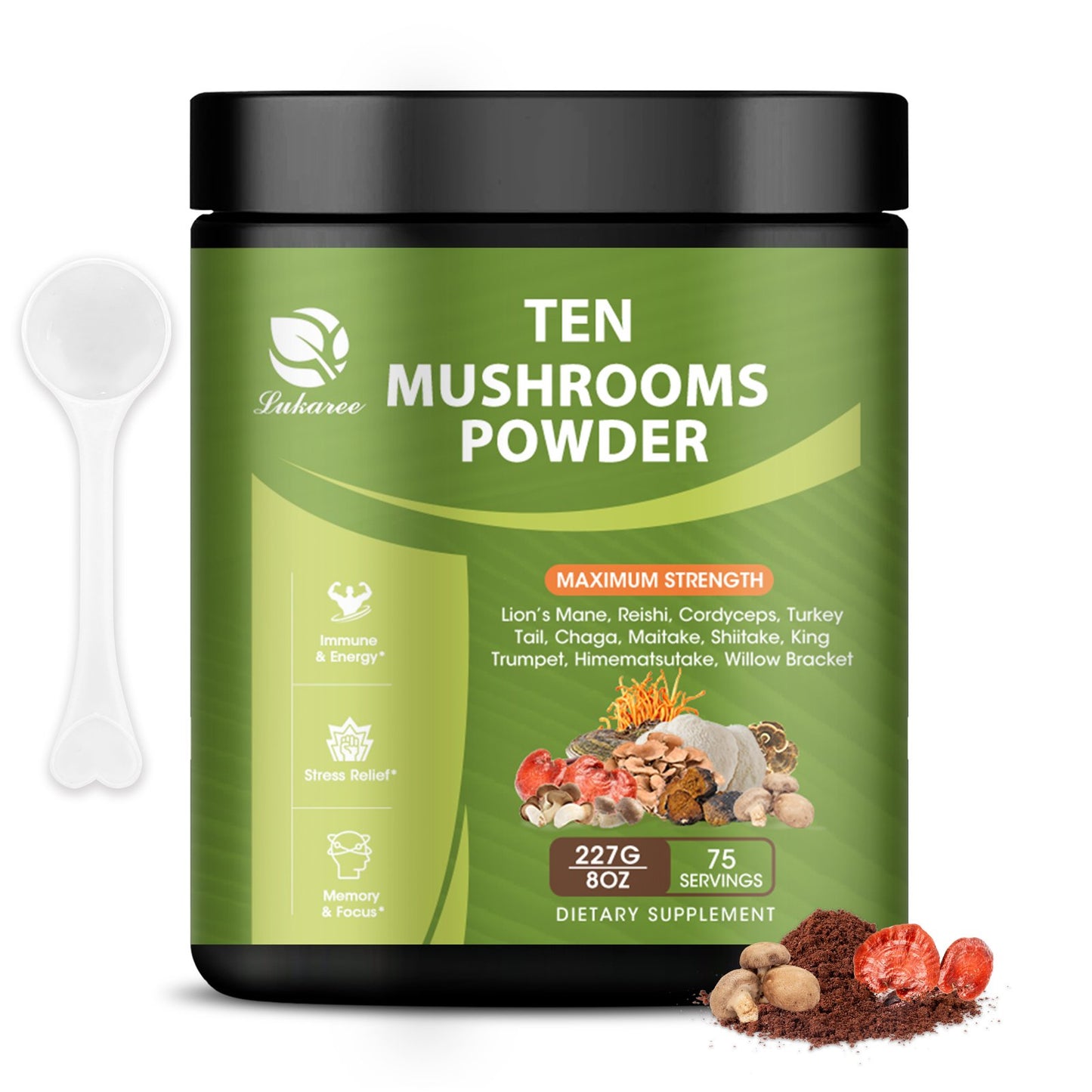 14 in 1 Mushroom Powder for Coffee Cooking, 8oz Mushroom Supplement with Lions Mane, Chaga, Reishi, Turkey Tail, Cordyceps Mushroom Extract Powder, etc, Mushrooms Blend for Immune Brain Energy