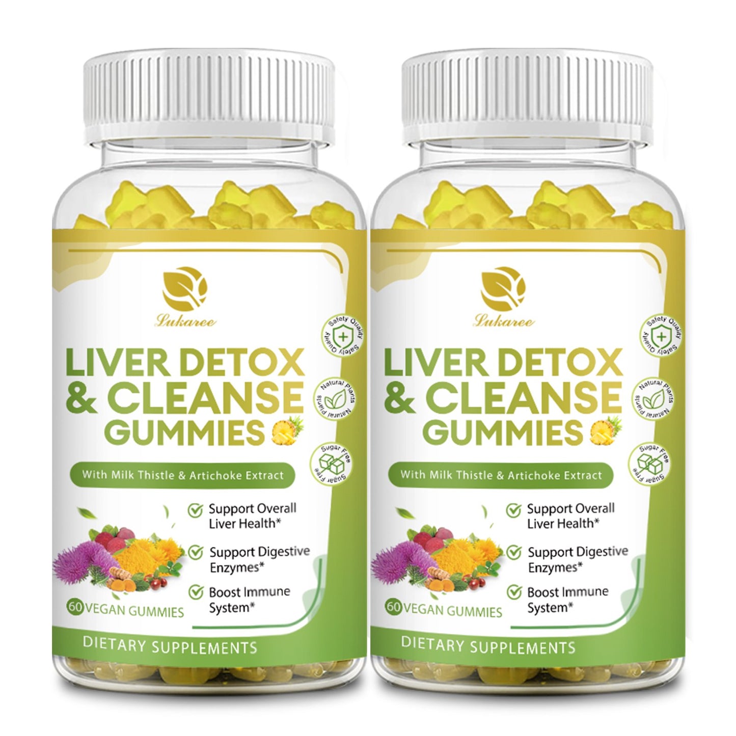 Liver Cleanse Detox & Repair Gummies - 24 Potent Herb Liver Support Supplement w/3000MG Milk Thistle Silymarin, Dandelion, Artichoke Extract & Elderberry - No Sugar, Liver Health Supplement -120 Count