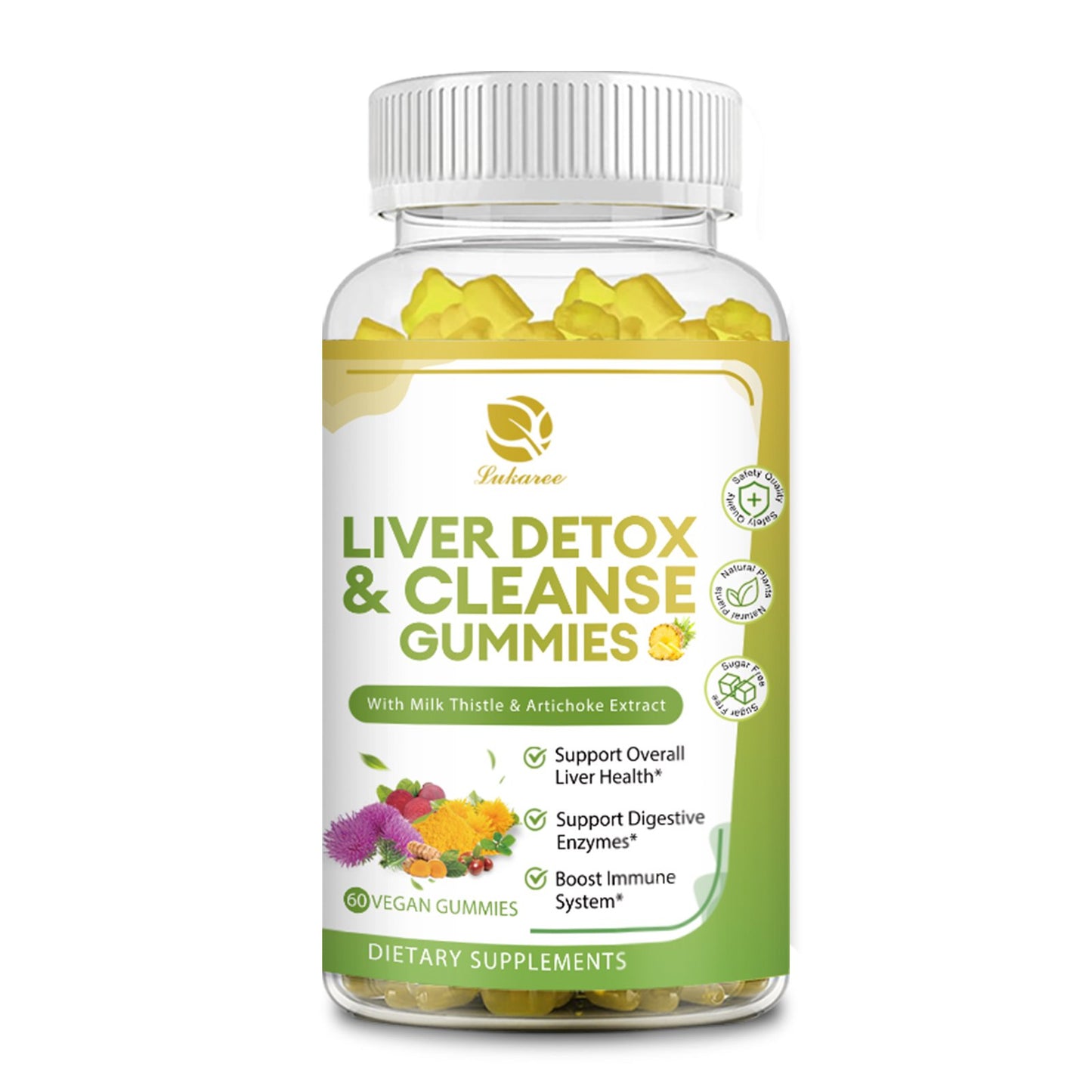 Liver Cleanse Detox & Repair Gummies - 24 Potent Herb Liver Support Supplement w/3000MG Milk Thistle Silymarin, Dandelion, Artichoke Extract & Elderberry - No Sugar, Liver Health Supplement -120 Count