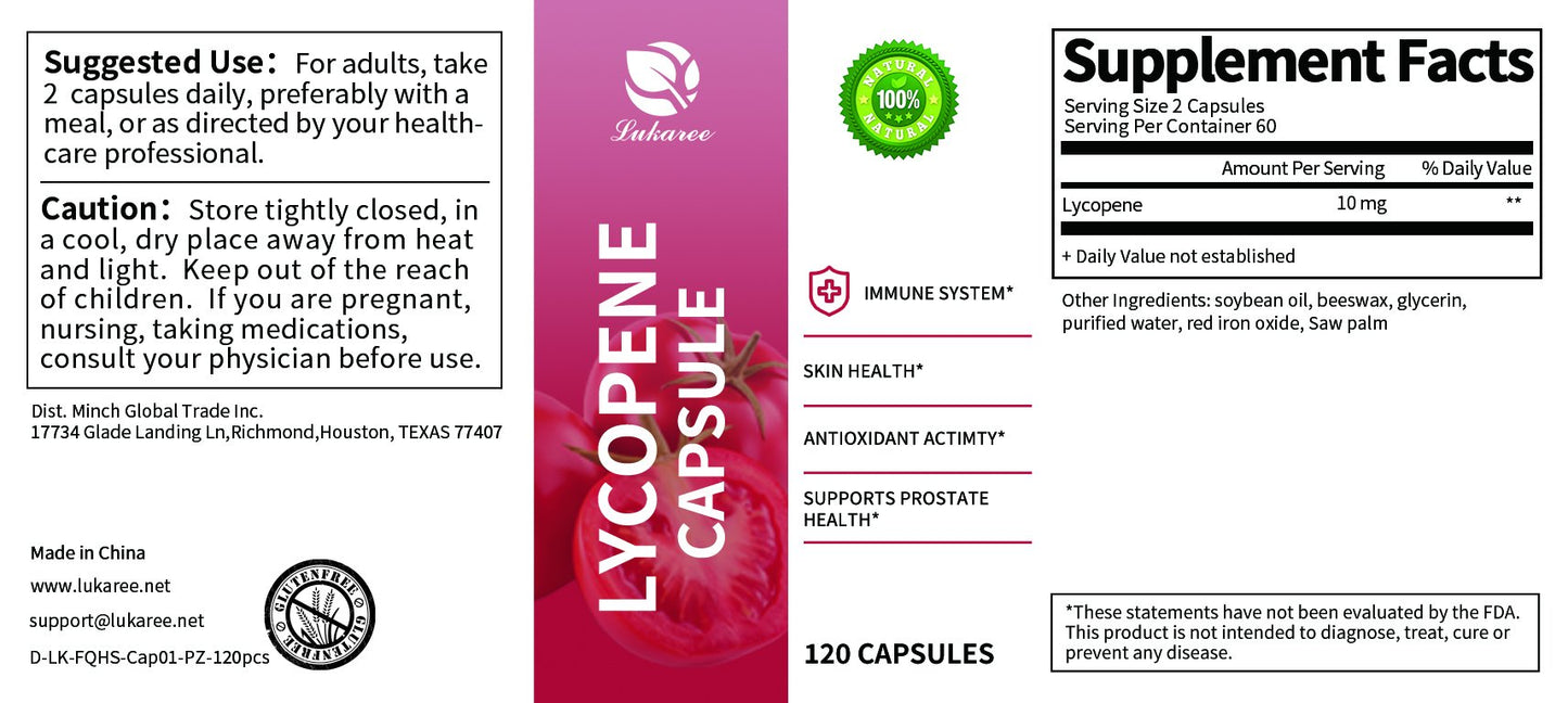 LUKAREE Lycopene Capsule for Men Prostate,Promote Prostate & Urinary Tract Health Support Enhance Immunity Urinary System Gealth