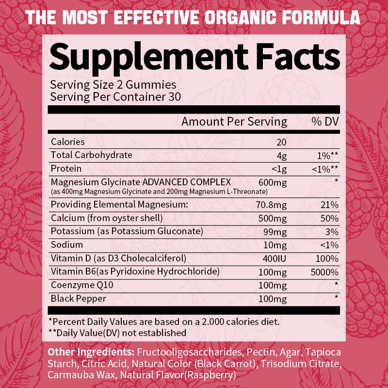 Magnesium Glycinate Advanced Complex Gummies Support Optimal Sleep &Digestive Regularity Promotes Calm & Focus Muscle Relaxation