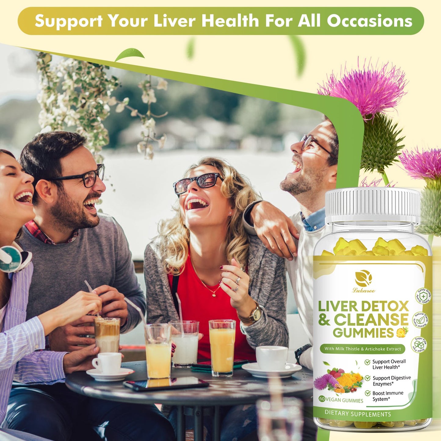 Liver Cleanse Detox & Repair Gummies - 24 Potent Herb Liver Support Supplement w/3000MG Milk Thistle Silymarin, Dandelion, Artichoke Extract & Elderberry - No Sugar, Liver Health Supplement -120 Count