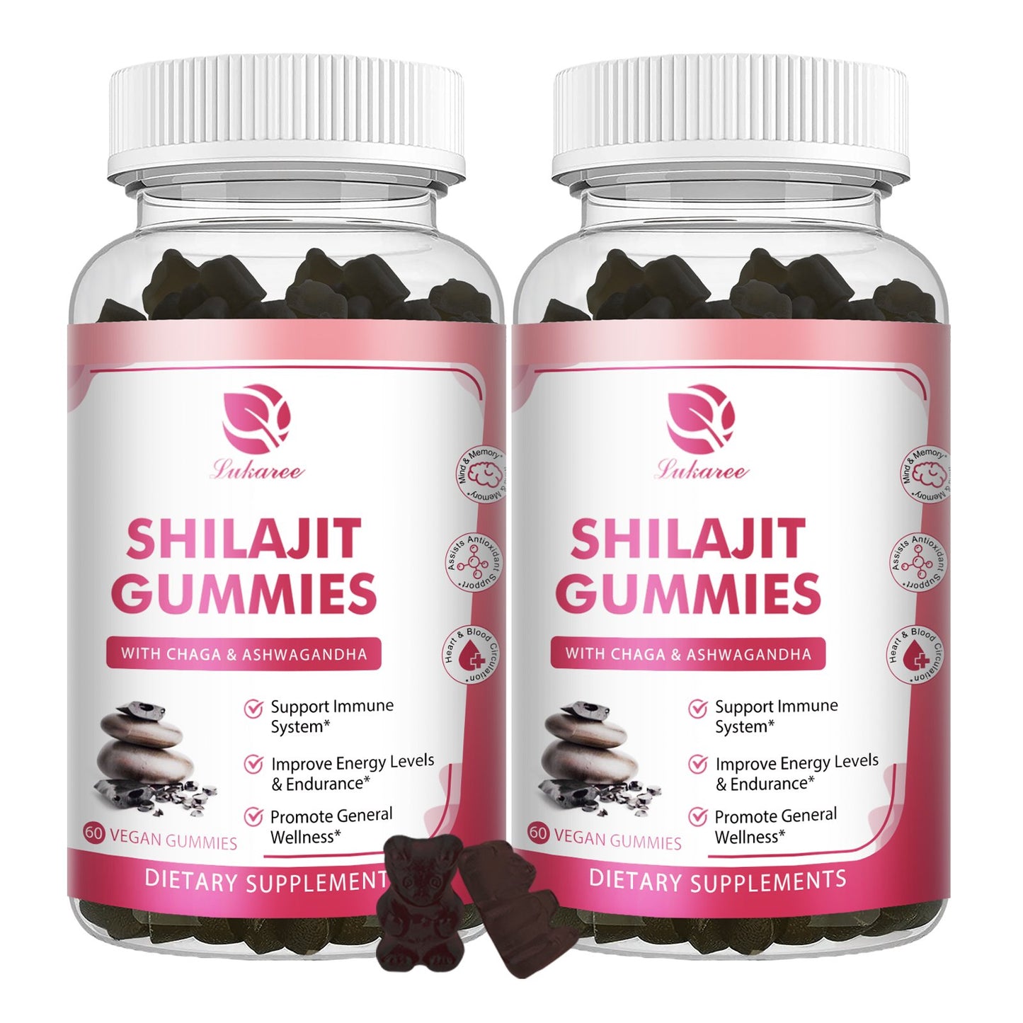 Shilajit Gummies, Pure Himalayan Shilajit with Ashwagandha, Black Seed Oil, Vitamin C D3 B12 & Zinc, Sugar Free Shilajit for Men & Women, Strawberry