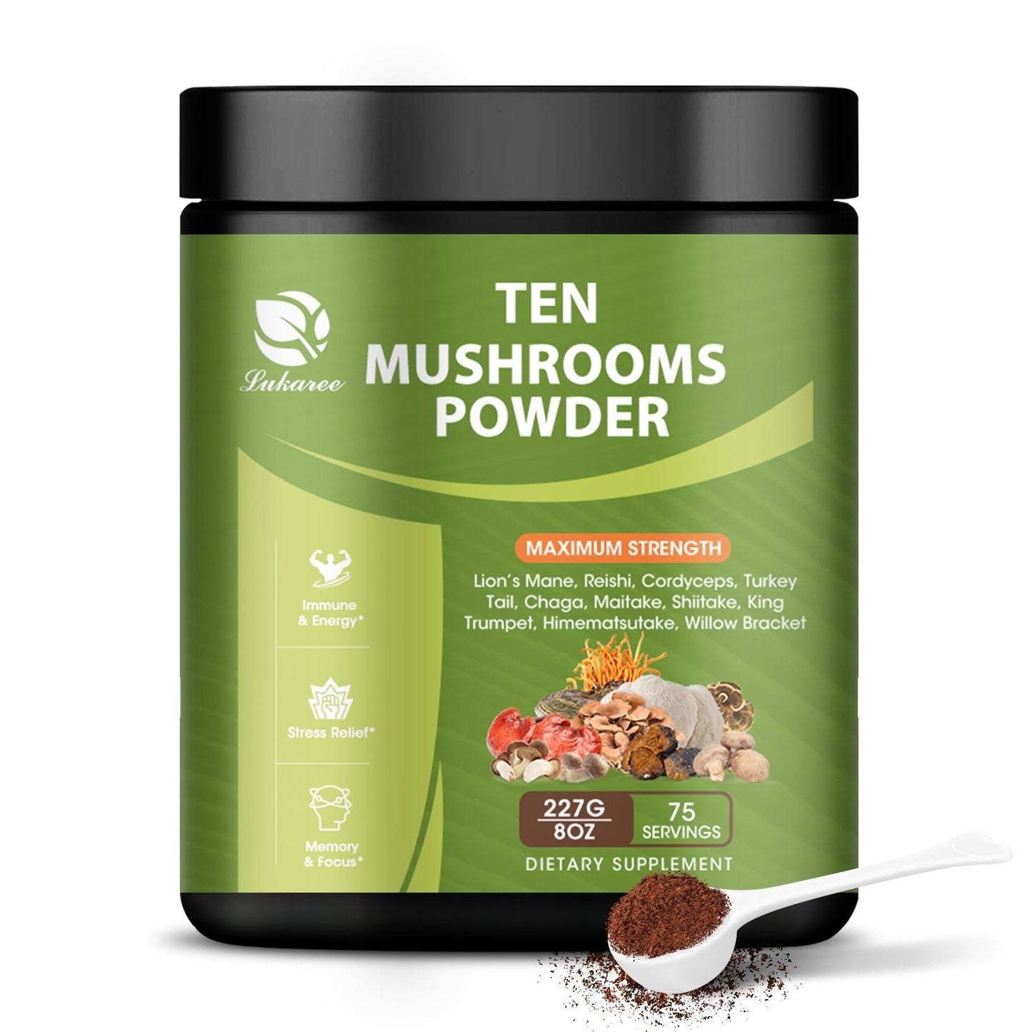 14 in 1 Mushroom Powder for Coffee Cooking, 8oz Mushroom Supplement with Lions Mane, Chaga, Reishi, Turkey Tail, Cordyceps Mushroom Extract Powder, etc, Mushrooms Blend for Immune Brain Energy