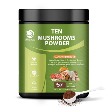 14 in 1 Mushroom Powder for Coffee Cooking, 8oz Mushroom Supplement with Lions Mane, Chaga, Reishi, Turkey Tail, Cordyceps Mushroom Extract Powder, etc, Mushrooms Blend for Immune Brain Energy